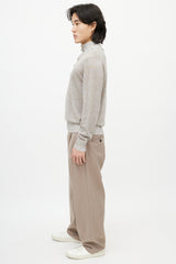 Loro Piana Grey Cashmere Quarter Button Sweater