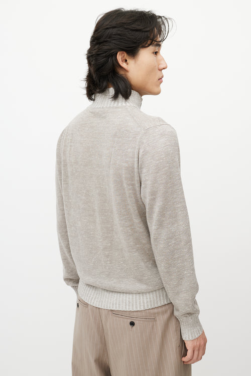 Loro Piana Grey Cashmere Quarter Button Sweater