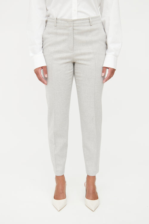 Loro Piana Grey Cashmere Pleated Pant