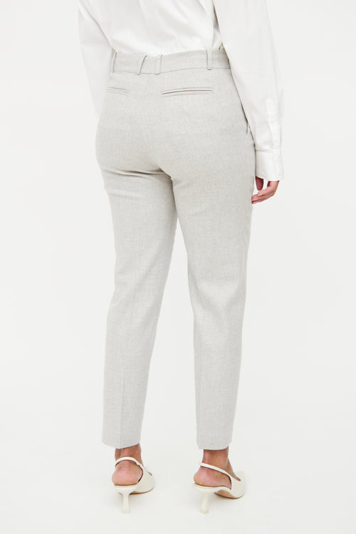 Loro Piana Grey Cashmere Pleated Pant