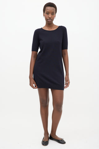 Navy Cashmere Knit Sweater Dress