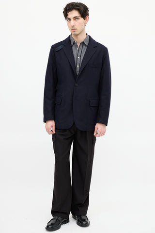 Loro Piana Navy Cashmere Padded Blazer