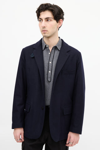 Loro Piana Navy Cashmere Padded Blazer