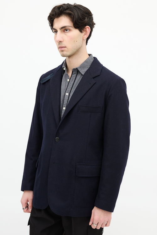 Loro Piana Navy Cashmere Padded Blazer