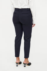 Loro Piana Navy Cashmere Pleated Pant