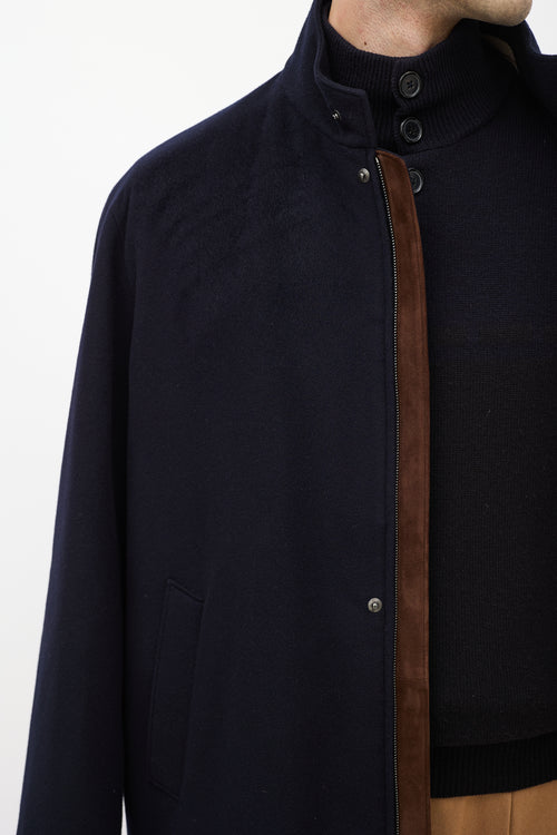 Loro Piana Navy Cashmere Long Coat