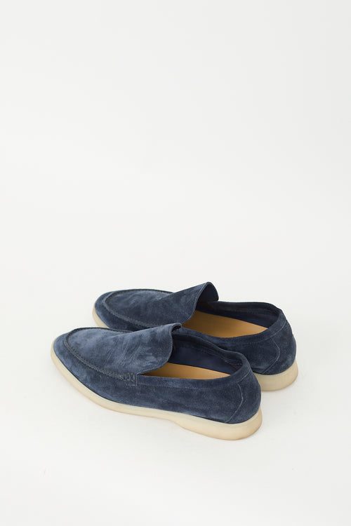 Loro Piana Navy Suede Summer Walk Loafer