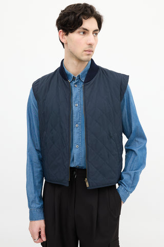 Loro Piana Navy & Yellow Reversible Padded Vest