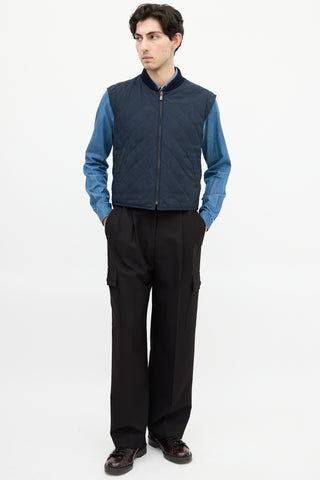 Loro Piana Navy & Yellow Reversible Padded Vest