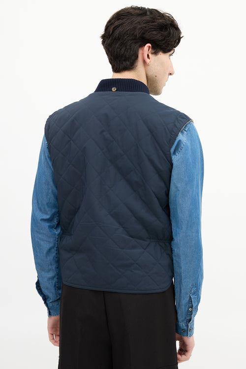 Loro Piana Navy & Yellow Reversible Padded Vest