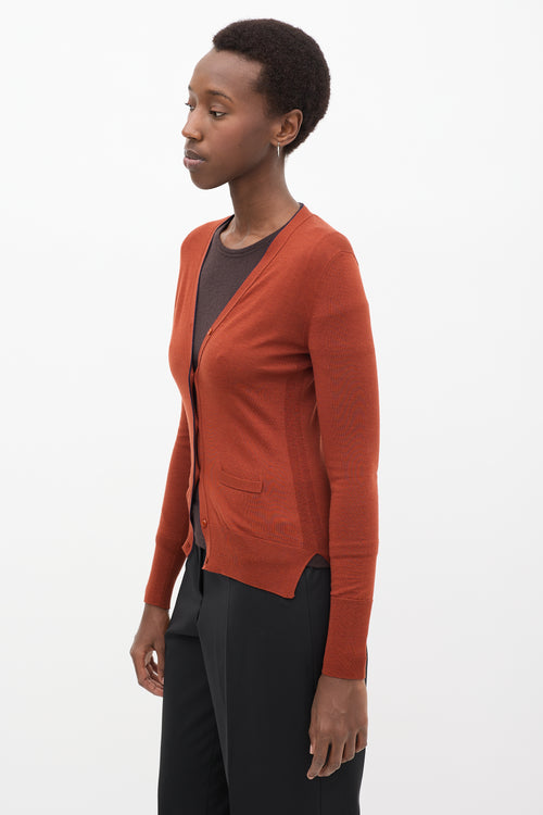 Orange & Navy Wool Cardigan