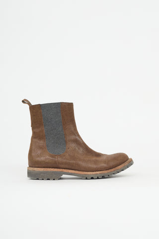 Loro Piana Printed Suede Chelsea Boot