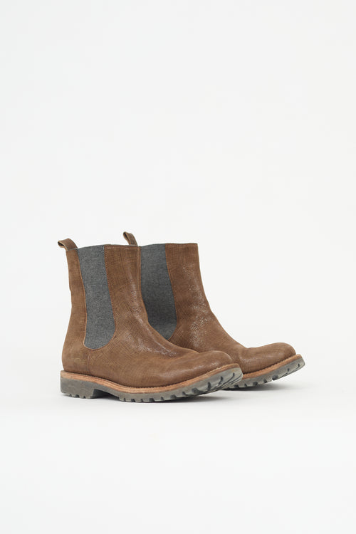 Loro Piana Printed Suede Chelsea Boot