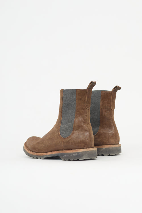 Loro Piana Printed Suede Chelsea Boot