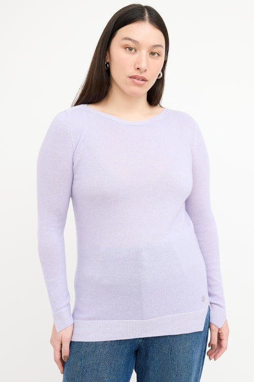 Loro Piana Purple Cashmere & Silk Vent Sweater