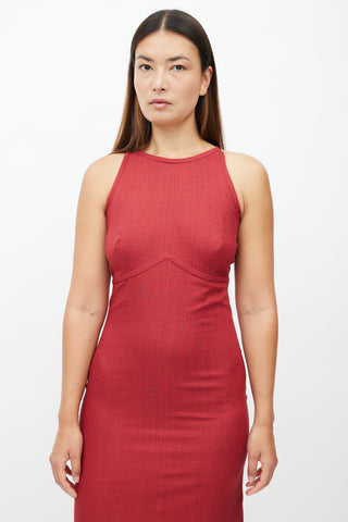 Loro Piana Red Silk & Cashmere Midi Dress