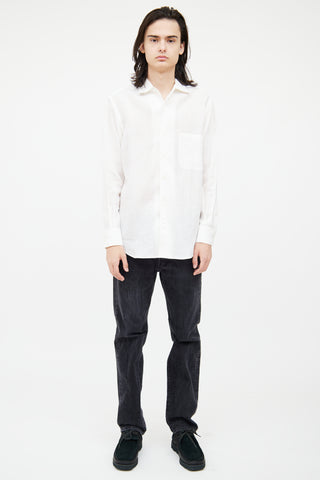Loro Piana White Flax Button Up Shirt