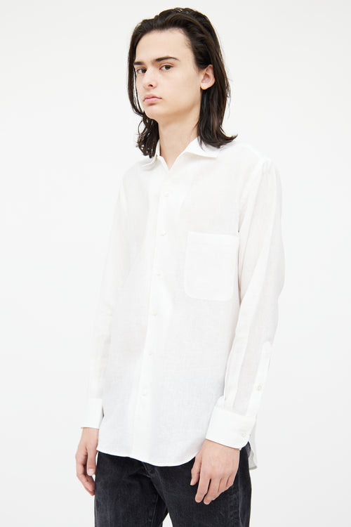 Loro Piana White Flax Button Up Shirt