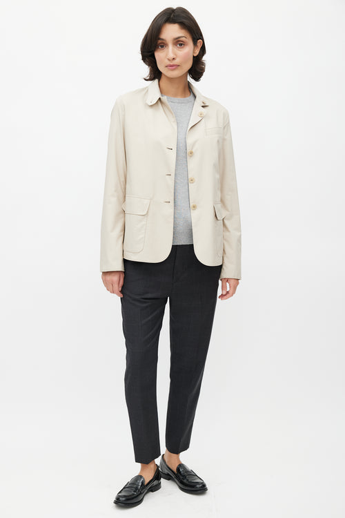 Loro Piana Beige Silk & Knit Reversible Jacket