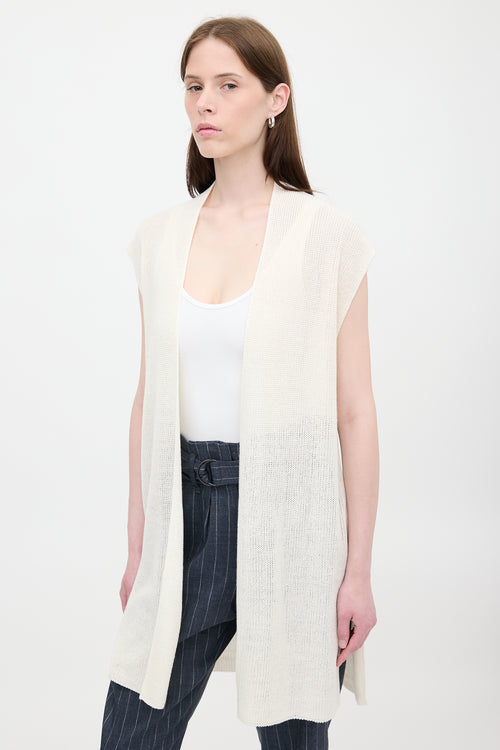 Loro Piana Linen & Silk Ribbed Knit Vest