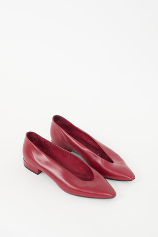 Loro Piana Red Leather Rebecca Ballerina Flat