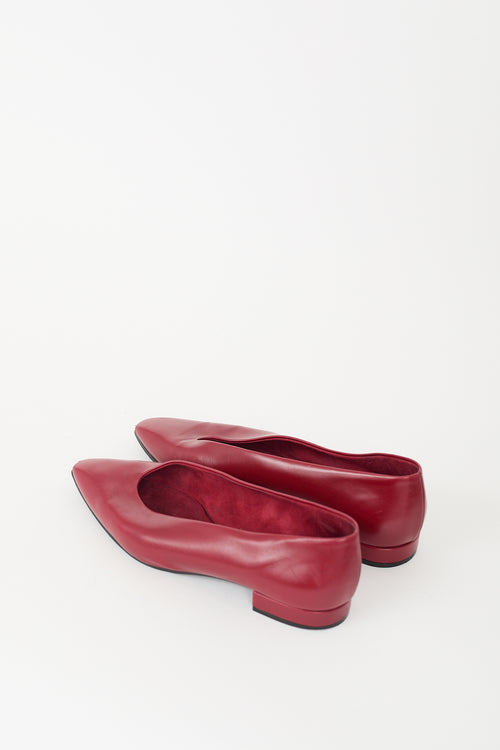 Loro Piana Red Leather Rebecca Ballerina Flat