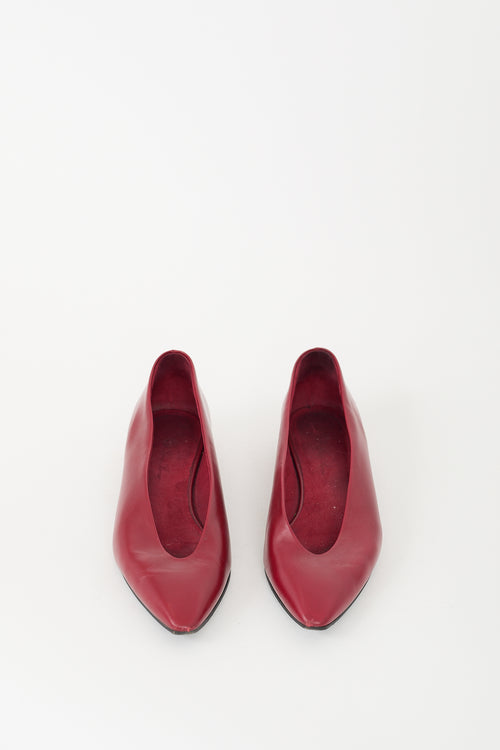 Loro Piana Red Leather Rebecca Ballerina Flat