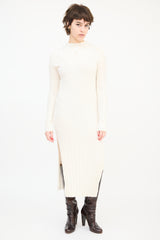 Lou Lou Studio Cream Linen & Silk Ribbed Knit Gaya Midi Dress