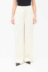 Lou Lou Studio Cream Satin Carmel Wide Leg Cargo Trouser