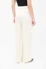 Lou Lou Studio Cream Satin Carmel Wide Leg Cargo Trouser