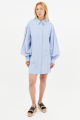 Loulou Studio Blue & White Stripe Shirt Dress