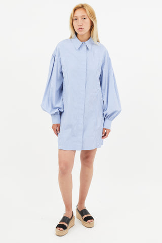 Loulou Studio Blue & White Stripe Shirt Dress