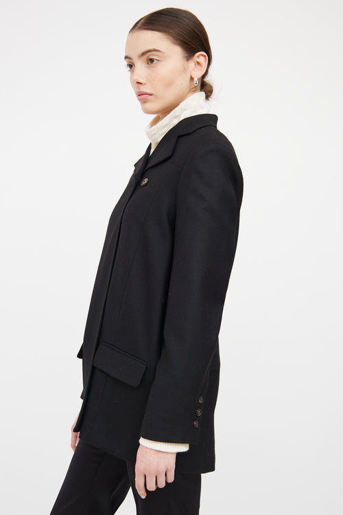 Loulou Studio Black Wool Asymmetric Button Blazer