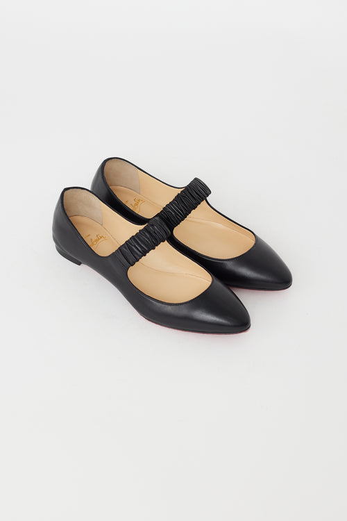 Christian Louboutin Black Leather Mary Jane Flat