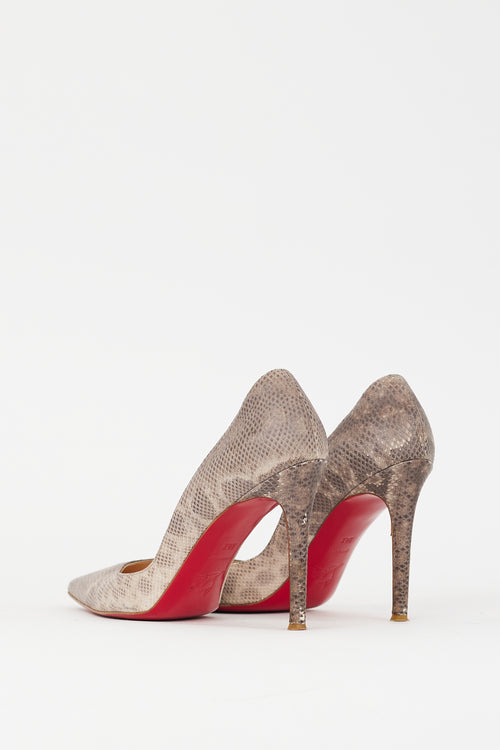Christian Louboutin Grey Embossed Leather So Kate 100 Pump