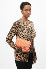 Christian Louboutin Orange & Gold Studded Paloma Shoulder Bag