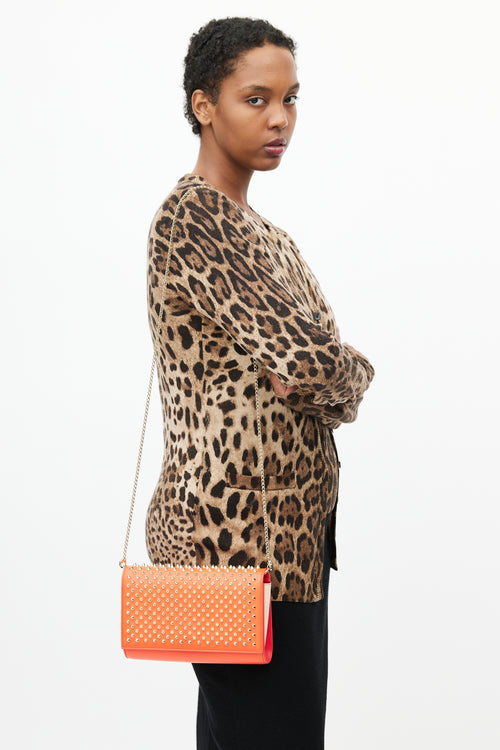 Christian Louboutin Orange & Gold Studded Paloma Shoulder Bag
