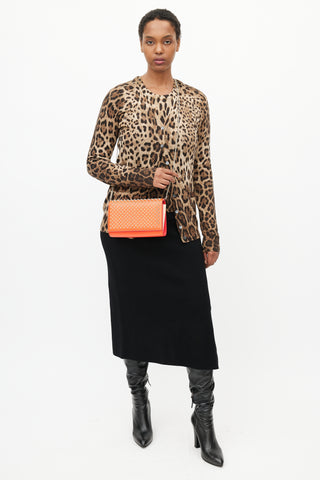 Christian Louboutin Orange & Gold Studded Paloma Shoulder Bag