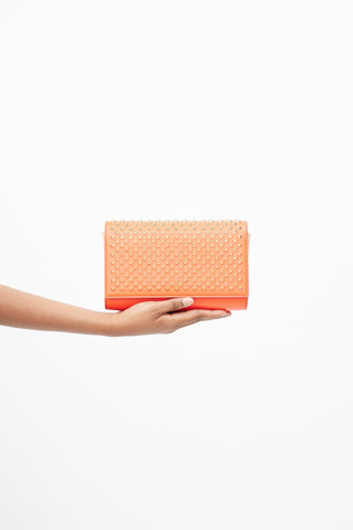 Christian Louboutin Orange & Gold Studded Paloma Shoulder Bag
