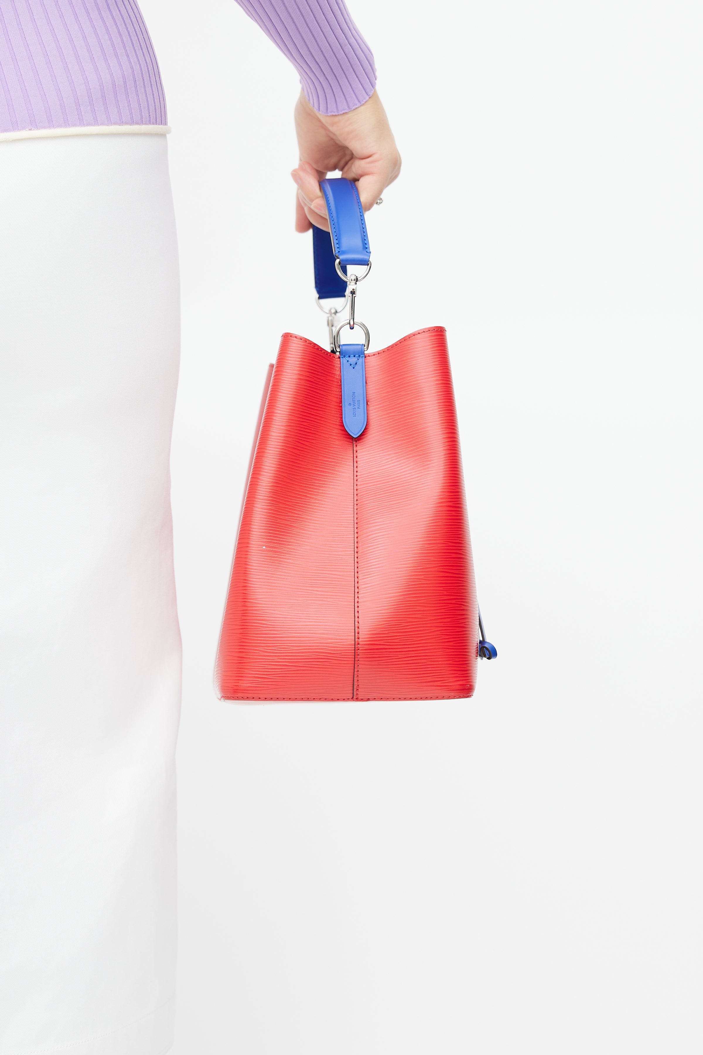 Louis Vuitton Neo Noe MM Bucket Shoulder Bag, Red and Blue Epi Leather