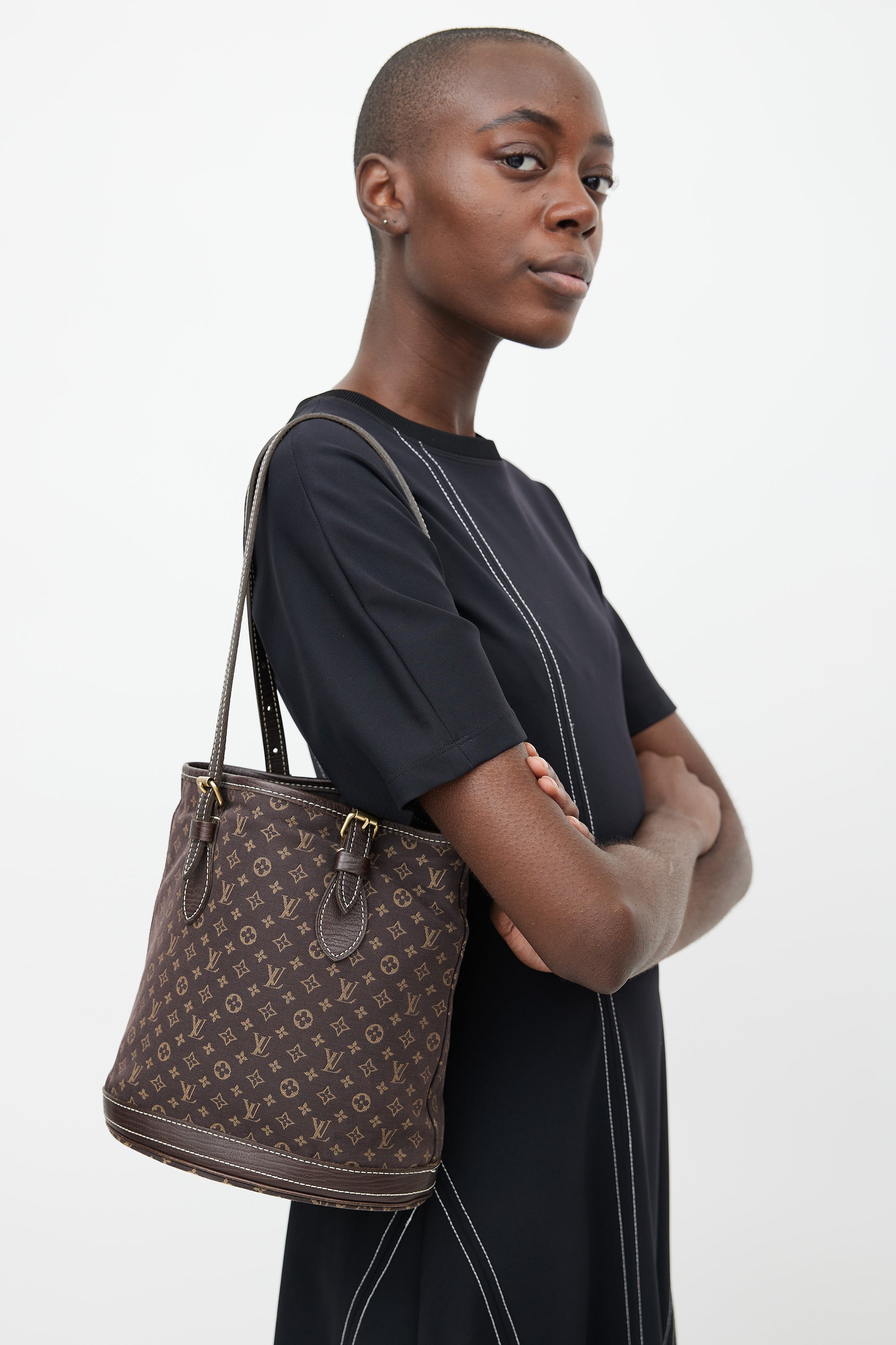 Louis Vuitton // 2006 Brown Ebene Monogram Mini Lin Petit Bucket Bag – VSP  Consignment