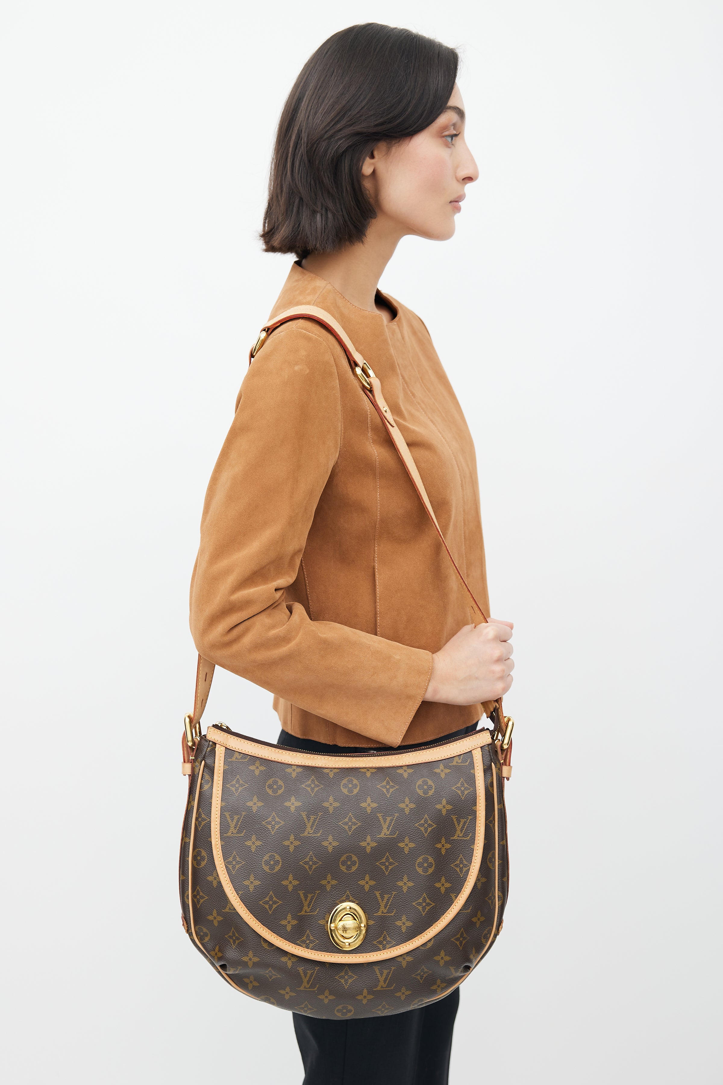 Louis+Vuitton+Tulum+Shoulder+Bag+GM+Brown+Canvas+Monogram for sale online