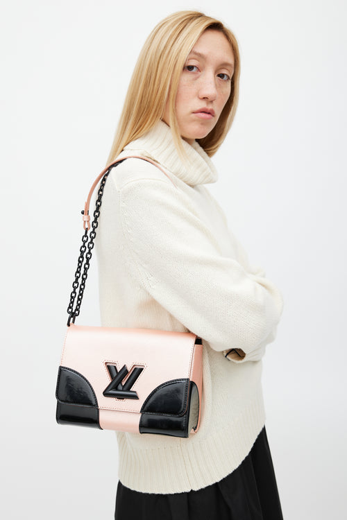 Louis Vuitton 2015 Pink Metallic & Black Epi Leather Twist MM Bag