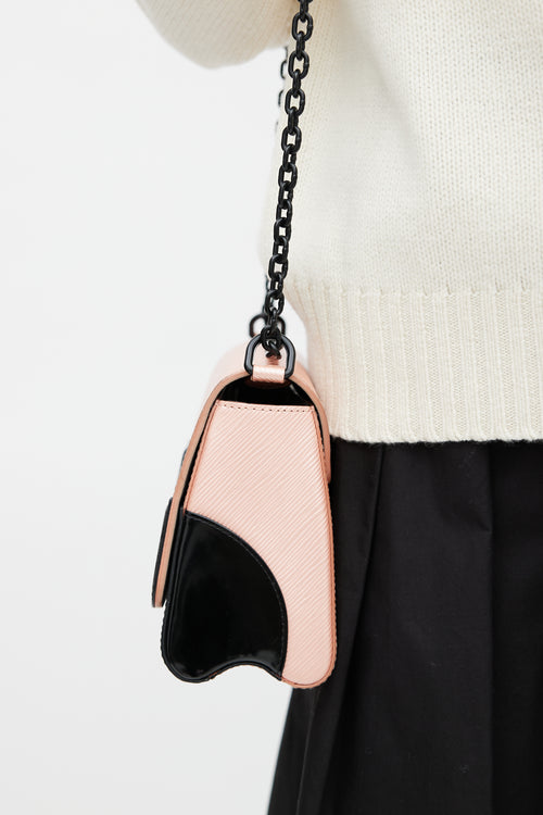 Louis Vuitton 2015 Pink Metallic & Black Epi Leather Twist MM Bag