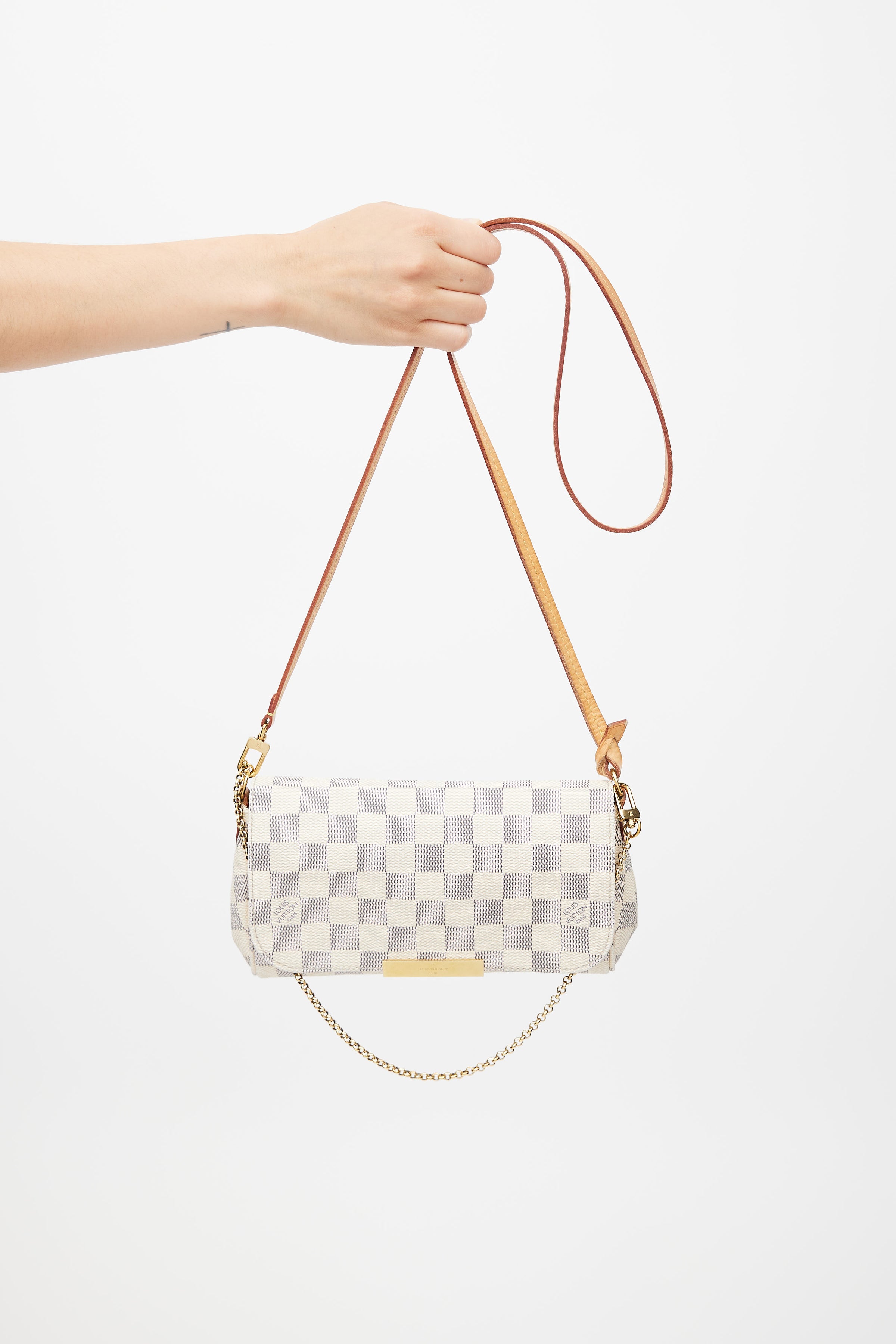 Louis Vuitton // 2017 Cream Damier Azur Favorite PM Crossbody Bag