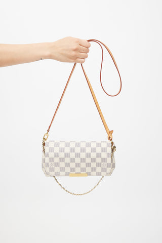 Louis Vuitton 2017 Cream Damier Azur Favorite PM Crossbody Bag