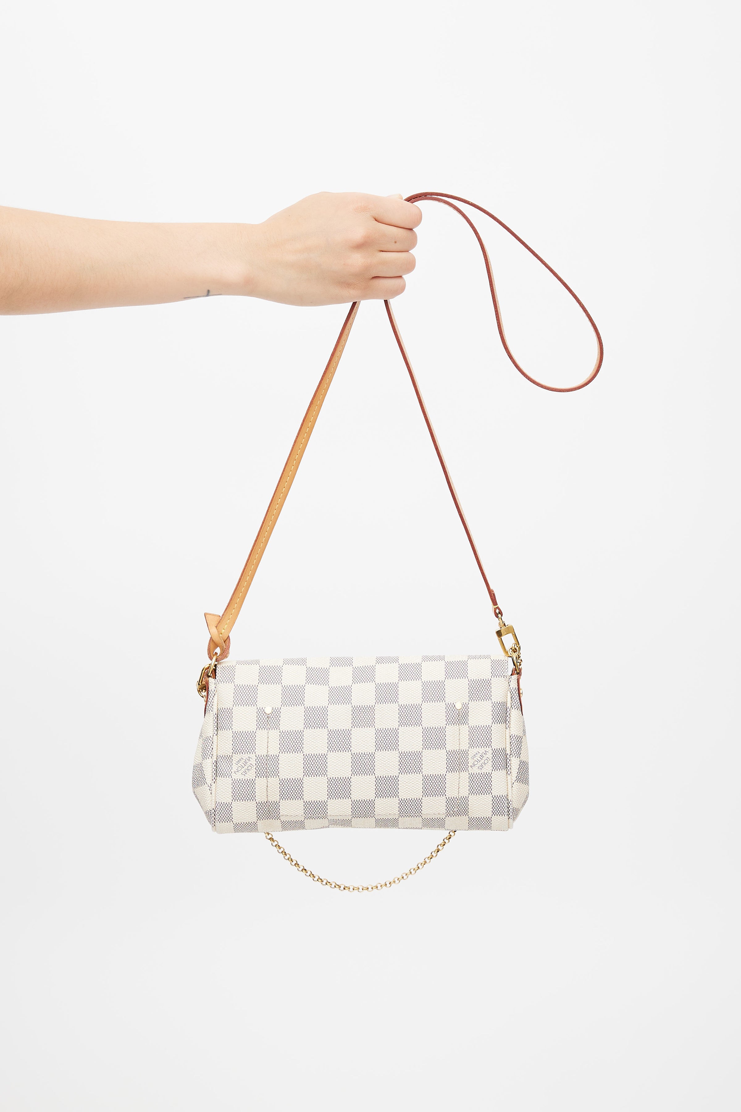 Louis Vuitton // 2017 Cream Damier Azur Favorite PM Crossbody Bag