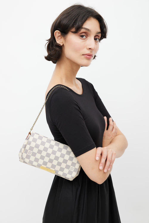 Louis Vuitton 2017 Cream Damier Azur Favorite PM Crossbody Bag