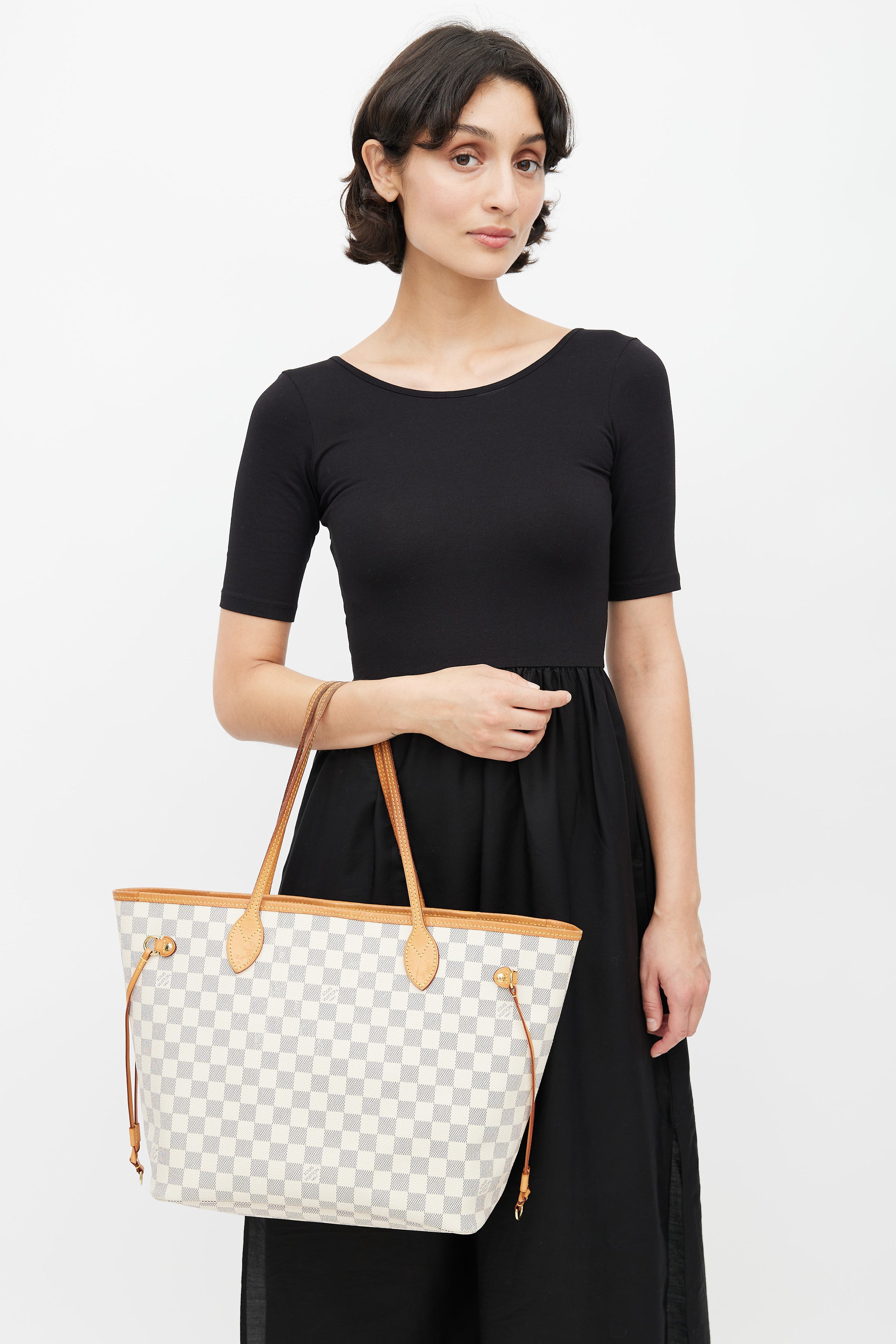 Louis Vuitton // 2018 Cream Damier Azur Neverfull MM Tote Bag