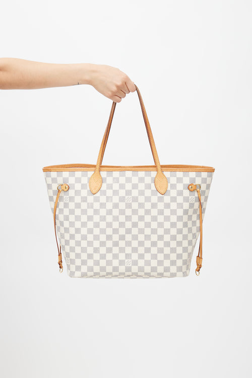 Louis Vuitton 2018 Cream Damier Azur Neverfull MM Tote Bag